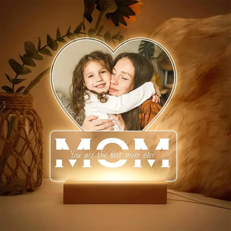 Yukona Love Story: Personalized Acrylic Photo Frame & LED Night Light