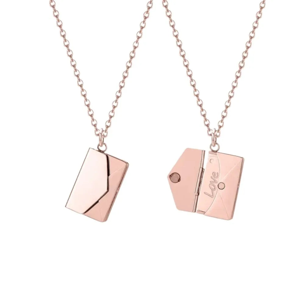 Yukona Love Letter: Stainless Steel Openable Envelope Necklace