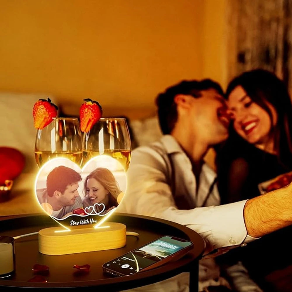 Yukona Love Story: Personalized Acrylic Photo Frame & LED Night Light
