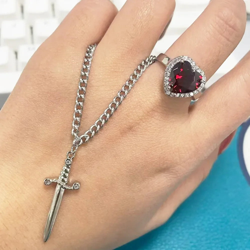 Yukona Valor: 18k Gold Heart & Blade Jewelry Set