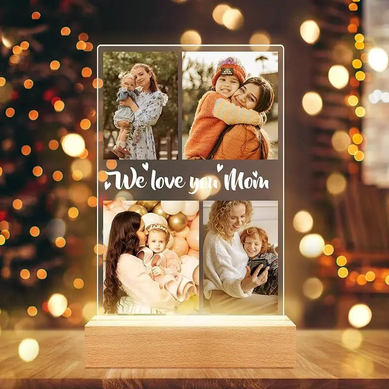 Yukona Love Story: Personalized Acrylic Photo Frame & LED Night Light