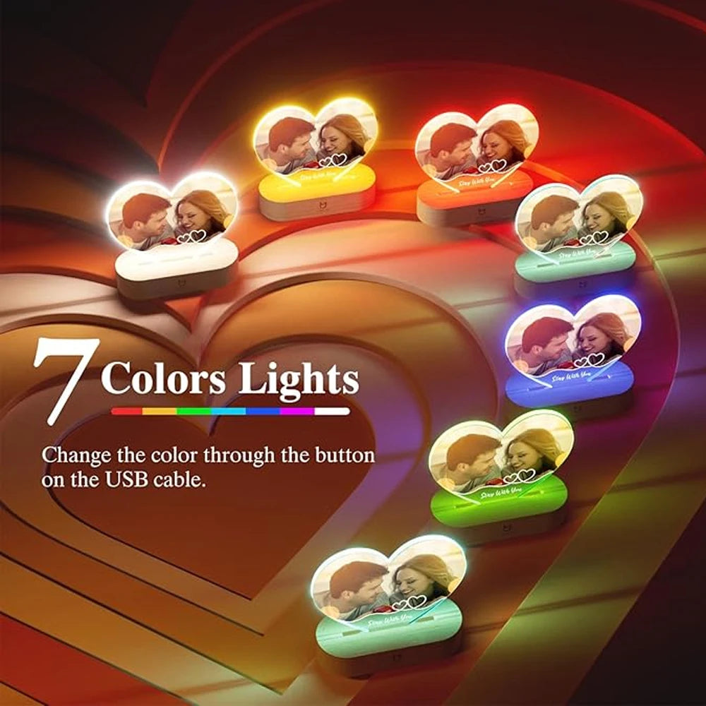 Yukona Love Story: Personalized Acrylic Photo Frame & LED Night Light