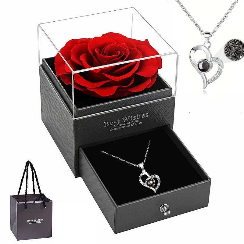 Yukona Heartbeat: Eternal Rose & Infinite Love Necklace Set