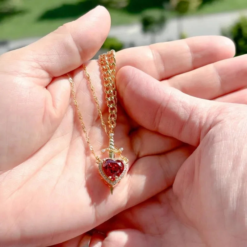 Yukona Valor: 18k Gold Heart & Blade Jewelry Set