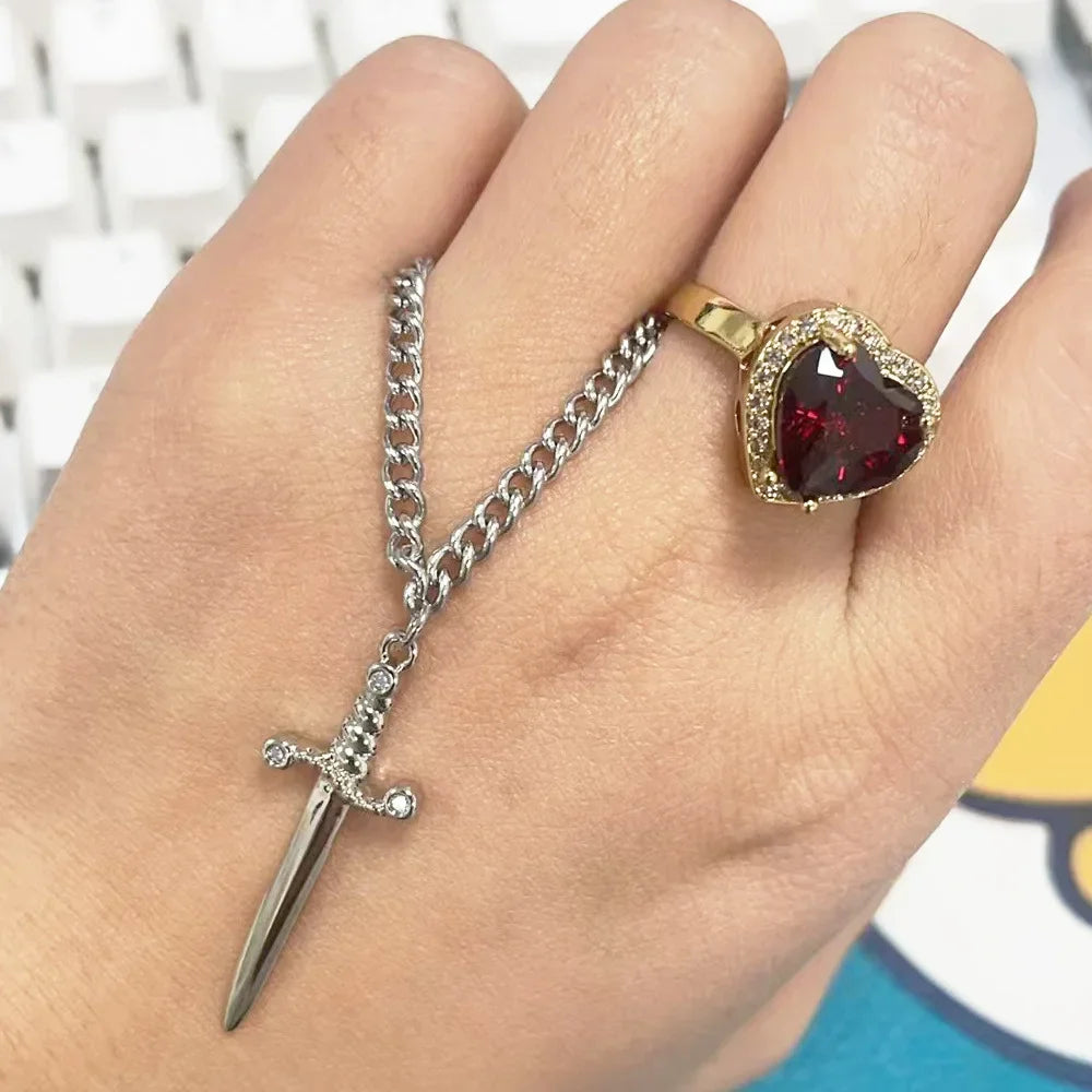 Yukona Valor: 18k Gold Heart & Blade Jewelry Set