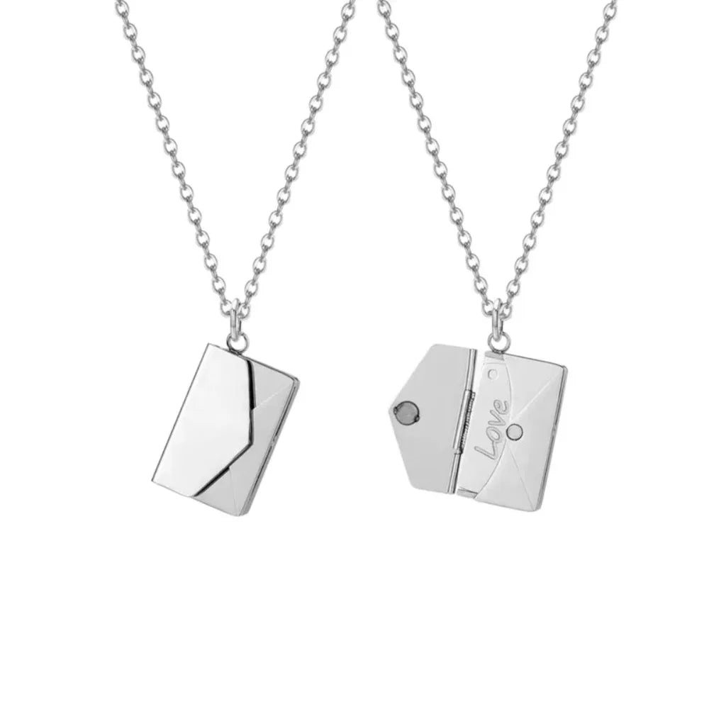 Yukona Love Letter: Stainless Steel Openable Envelope Necklace