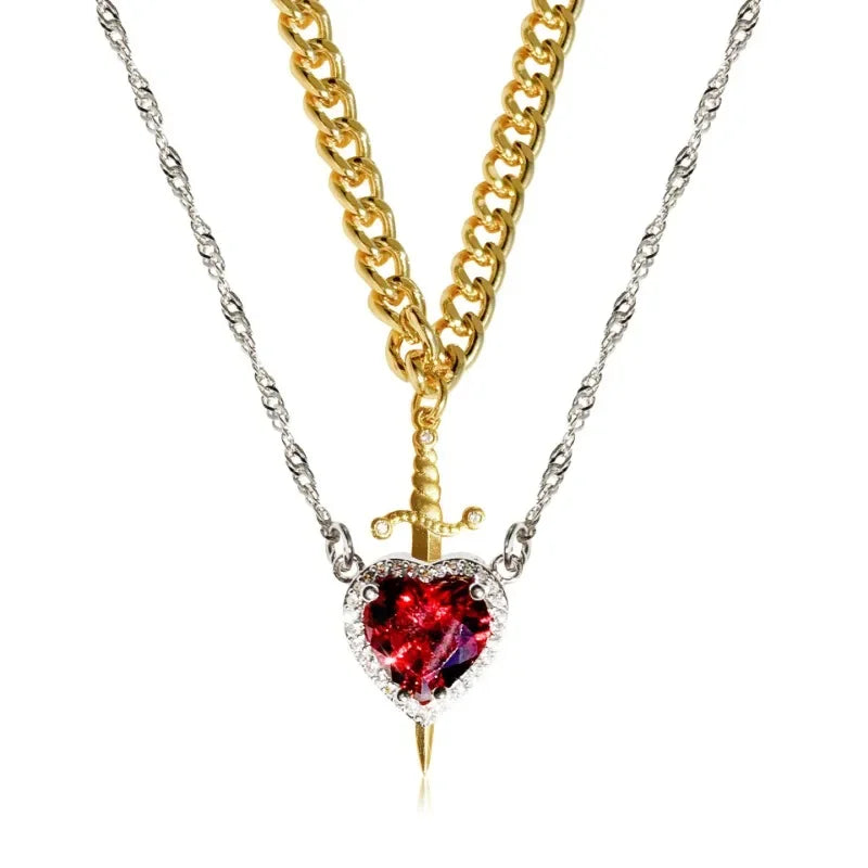 Yukona Valor: 18k Gold Heart & Blade Jewelry Set
