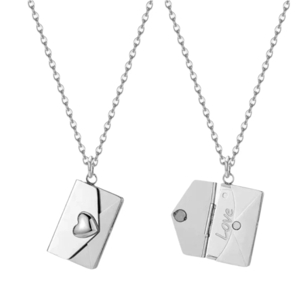 Yukona Love Letter: Stainless Steel Openable Envelope Necklace