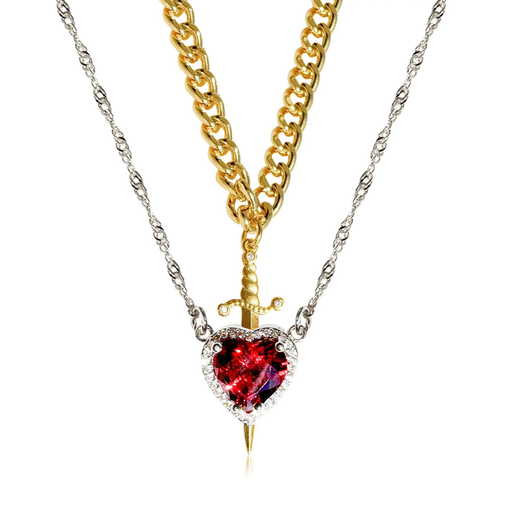 Yukona Valor: 18k Gold Heart & Blade Jewelry Set
